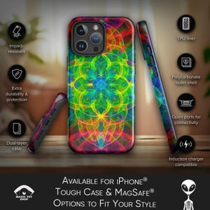 Psychedelic MagSafe® and Tough Case for iPhone® – Dual-Layer Protection, Shock-Absorbing Liner, Vibrant Trippy Art Design Gift #MSC44