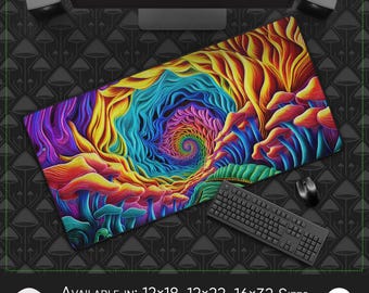 Alfombrilla de escritorio y ratón grande: Portal cósmico vívido, tela suave, ideal para practicar meditación y yoga, con vibraciones psíquicas inspiradas en los rayos UV.