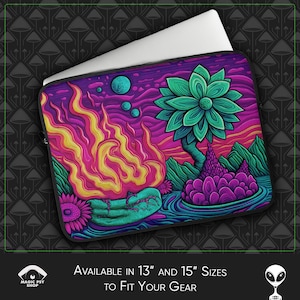Psychedelic Laptop Sleeve: Trippy Faux Fur Lined Neoprene Case