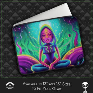 Psychedelic Laptop Sleeve: Trippy Neoprene, Faux Fur Lined