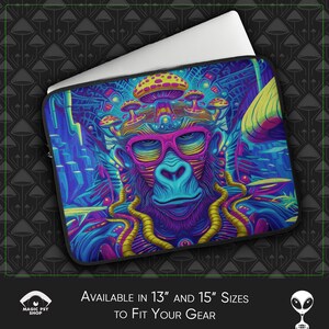Psychedelic Laptop Sleeve: Trippy Surreal Art, Faux Fur Lined