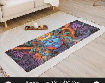 Esterilla de yoga psicodélica: geometría sagrada cósmica, arte fluido de neón UV, regalo de bienestar espiritual, decoración de yoga bohemia