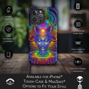 Psychedelic MagSafe® and Tough Case for iPhone® – Dual-Layer Protection, Shock-Absorbing Liner, Vibrant Trippy Art Design Gift #MSC47