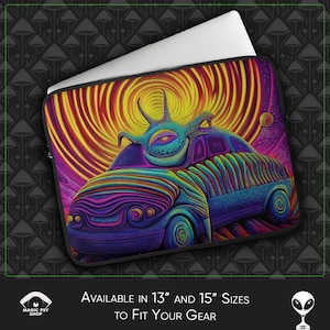 Psychedelic Laptop Sleeve: Trippy Neoprene, Faux Fur Lined