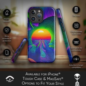 Psychedelic MagSafe® and Tough Case for iPhone® – Dual-Layer Protection, Shock-Absorbing Liner, Vibrant Trippy Art Design Gift #MSC10