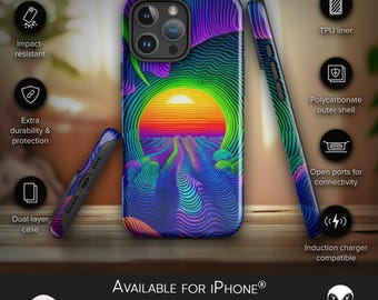 Funda psicodélica para iPhone: diseño de portal astral, forro protector suave, estudio en casa, arte abstracto visionario