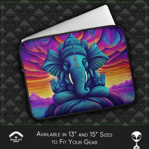Psychedelic Laptop Sleeve: Trippy Surreal Art, Faux Fur Lined