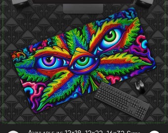 Alfombrilla de escritorio y ratón grande: Mandala UV hipnótico, neopreno resistente al agua, estación de trabajo creativa y para juegos, estética festivalera