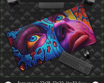 Alfombrilla de escritorio y ratón grande: Portal cósmico vívido, neopreno resistente al agua, estilo creativo y cotidiano, toque psicodélico.