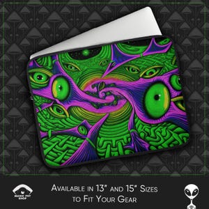 Psychedelic Laptop Sleeve: Trippy Faux Fur Lined Neoprene Case