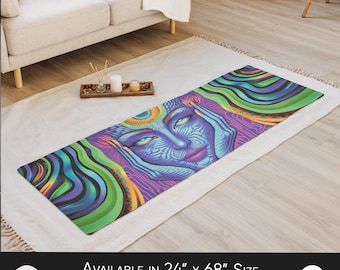 Esterilla de yoga psicodélica: geometría sagrada cósmica, arte fluido de neón UV, regalo de bienestar espiritual, decoración de yoga bohemia