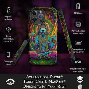 Psychedelic MagSafe® and Tough Case for iPhone® – Dual-Layer Protection, Shock-Absorbing Liner, Vibrant Trippy Art Design Gift #MSC3