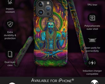 Funda psicodélica para iPhone: geometría de arcoíris líquido, forro protector suave, flujo de bienestar espiritual, acento cósmico meditativo