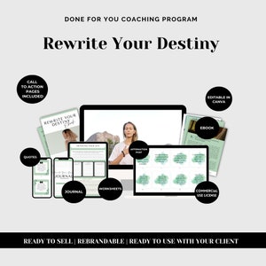 Rewrite Your Destiny Done For You Coaching Program| Done For You Course | Lead Magnet Ebook | Brandable Course | Life Coaching Tool