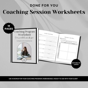 Coaching Session Worksheets |Coaching Toolkit |Coaching Worksheet Templates | Client Session Editable Canva Templates for Coaches