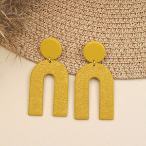 Oorbellen in Boho-stijl - Boogoorbellen - Statement rode oorbellen - Gele statement oorbellen - Getextureerd - Grote zomer oranje oorbellen