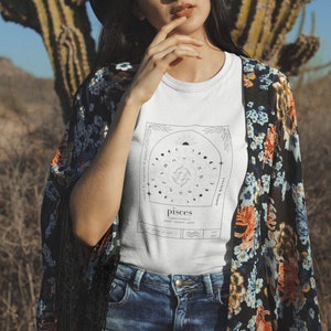 Zodiac Sign Pisces Organic T-Shirt Unisex, Man, Woman, Pisces, Zodiac, Tarot, Stars, Horoscope, Boho, Gift, Astrology Shirt Moon