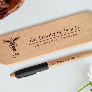 Penna personalizzata per dottore con astuccio - Regalo di laurea professionale medico personalizzato - Caduceo antico - Perfetto per l'apprezzamento dei dottori