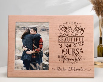 Foto de regalo de aniversario personalizada en madera, placa de madera con cita de amor grabada con láser para regalo de boda, seres queridos, marido, esposa, novia