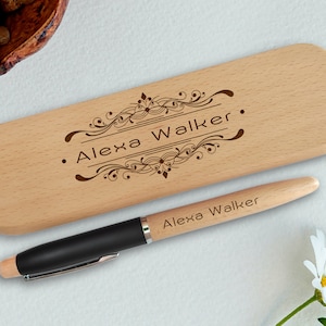 Juego de bolígrafo y caja personalizados, Bolígrafos de madera hechos a mano, Regalo de cumpleaños, Papá, Mamá, Tía, Hermano, Profesor, Entrenador, Amigo