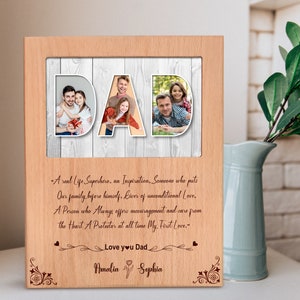 Personalized Alphabet Wooden Photo Frame Gift For Dad- Custom Photo Frame, Fathers Day Gift, Picture Frames for Fathers Day