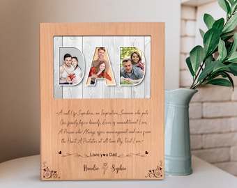 Personalized Wooden Photo Frame Gift for Dad – DAD Collage
