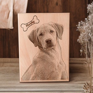 Custom Wood Burn Pet Portrait | Personalized Memorial Keepsake | Dog & Cat Photo Engraving