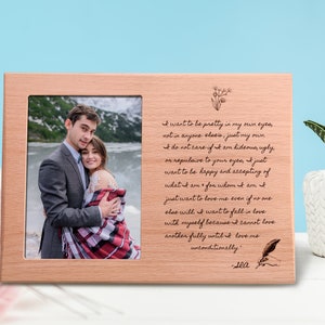 Photo Frame Personalized Handwritten Letter, Message Engraved Wood Photo Frame, Custom Memorial Handwriting Gift