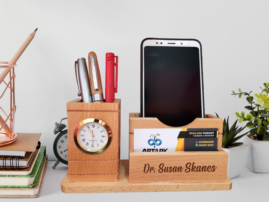 Boîte De Rangement Pour Stylos - Style Bois, 31,4x20x5,6cm, Synthétique Blanc