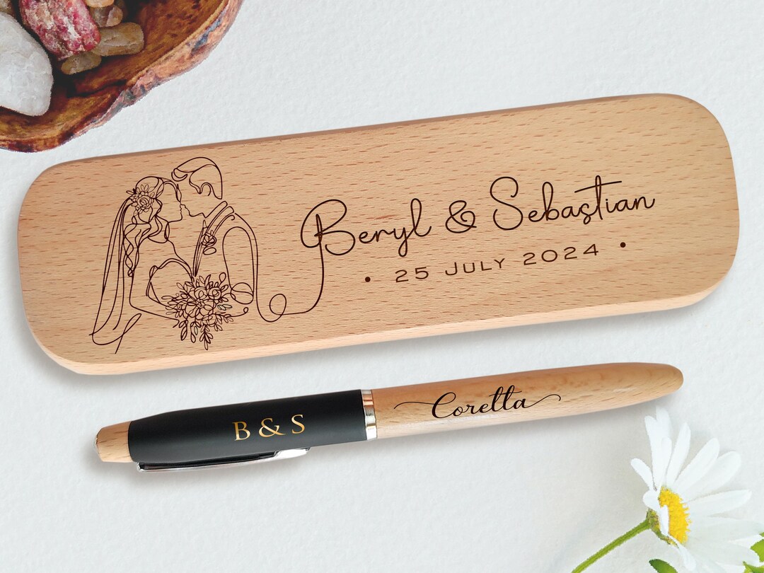 Custom Wooden Pen Ballpoint & Box Set With Cartoon Character- Engraved ...