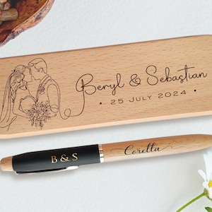 Custom Wooden Pen Ballpoint & Box Set With Cartoon Character- Engraved Pen Case with Name, Custom Wood Pen, Christmas Gift for Man,