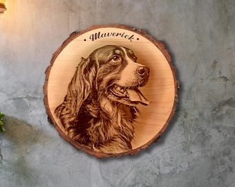 Engraved Wood Pet Memorial Plaque: Custom Dog Cat Photo Keepsake
