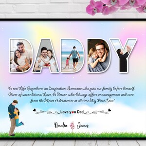 Colagem de fotos personalizada para pai, presente personalizado para pai, presente de filho e filha