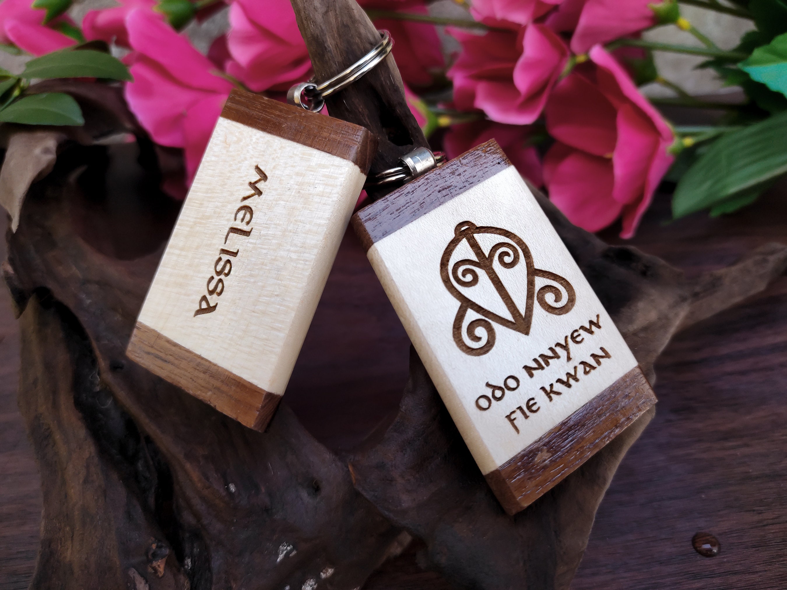 Personalized Wooden Adinkra Symbol Keychain, Engraved Name Keyring - Etsy