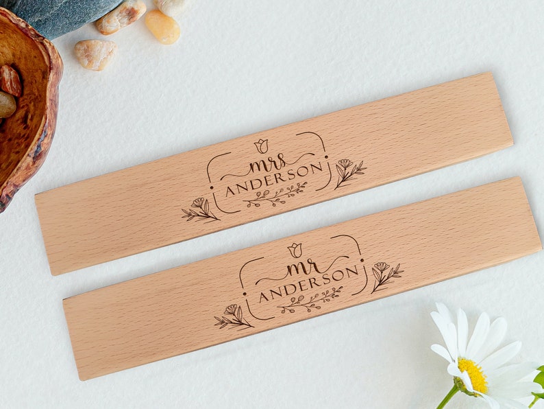 Stylos à bille gravés M. et Mme, ensemble stylo et étui en bois personnalisés, cadeau pour mariage, mariage en couple, cadeau stylet image 2