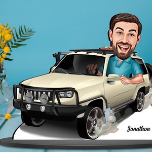 Personalized Cartoon Caricature Custom Car Portrait Trinket Gift for Him, Father,Birthday, Christmas