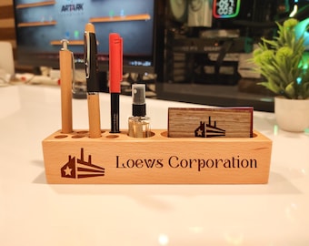 Engraved Wooden Desk Organizer: Personalized Corporate Gift
