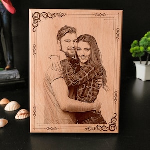 Custom Anniversary Gift photo on wood Laser Engraved Wooden Plaque for Wedding Gift For Couple