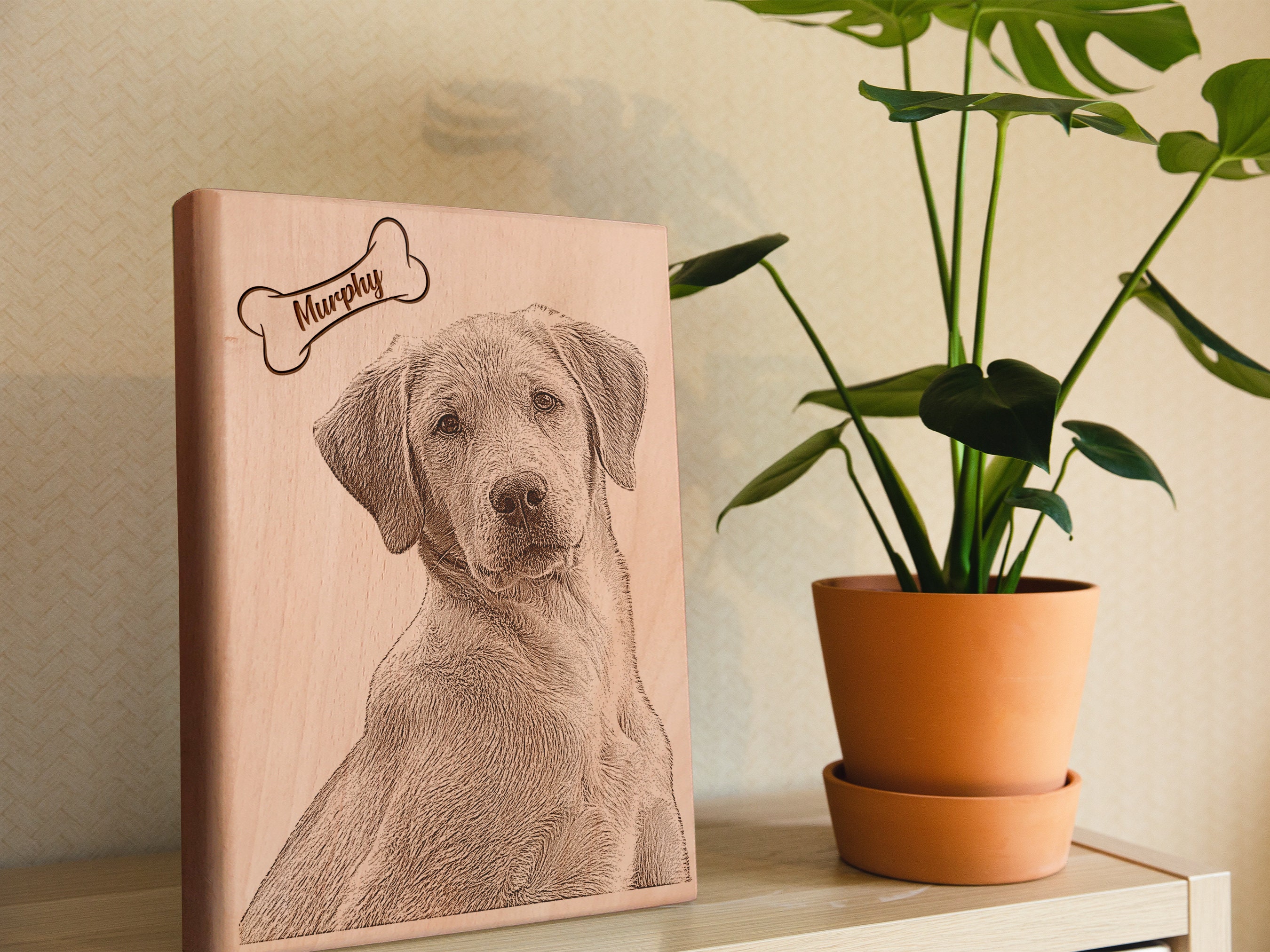 Custom Pet Portrait Wood Plank Burn Pet Memorial Photo Gift Pet Loss