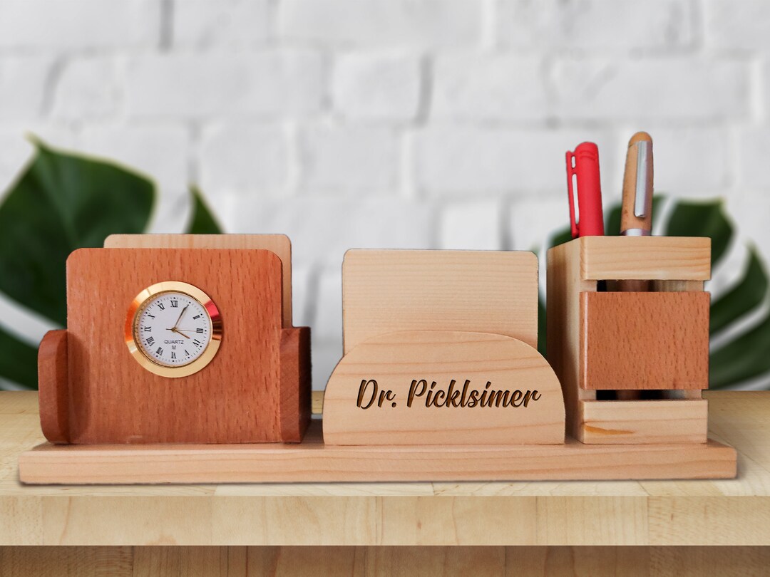 Wood Desk Organizer Custom Unique Gift for Him, Doctor, Nurse, Father ...