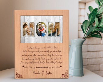 Personalized MOM Wooden Photo Frame – Engraved Mother's Day Gift