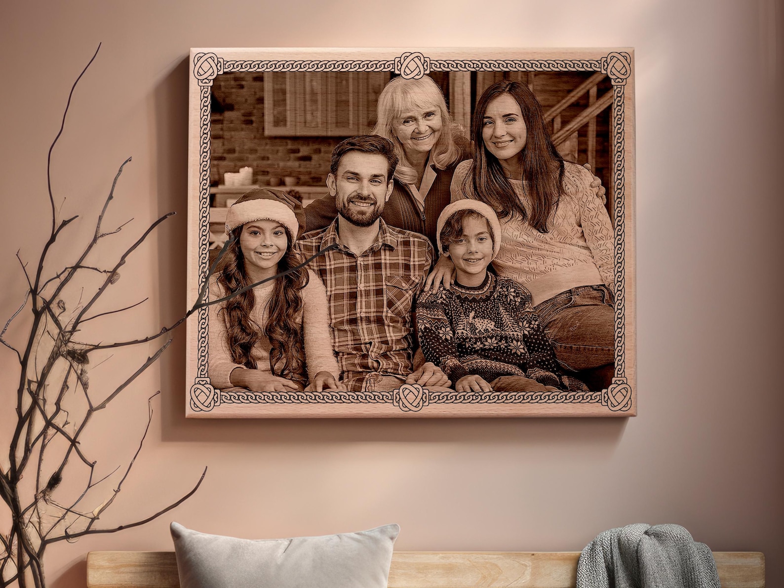 Laser Engraved Wooden Family Portrait: Personalized Wall Art - Etsy