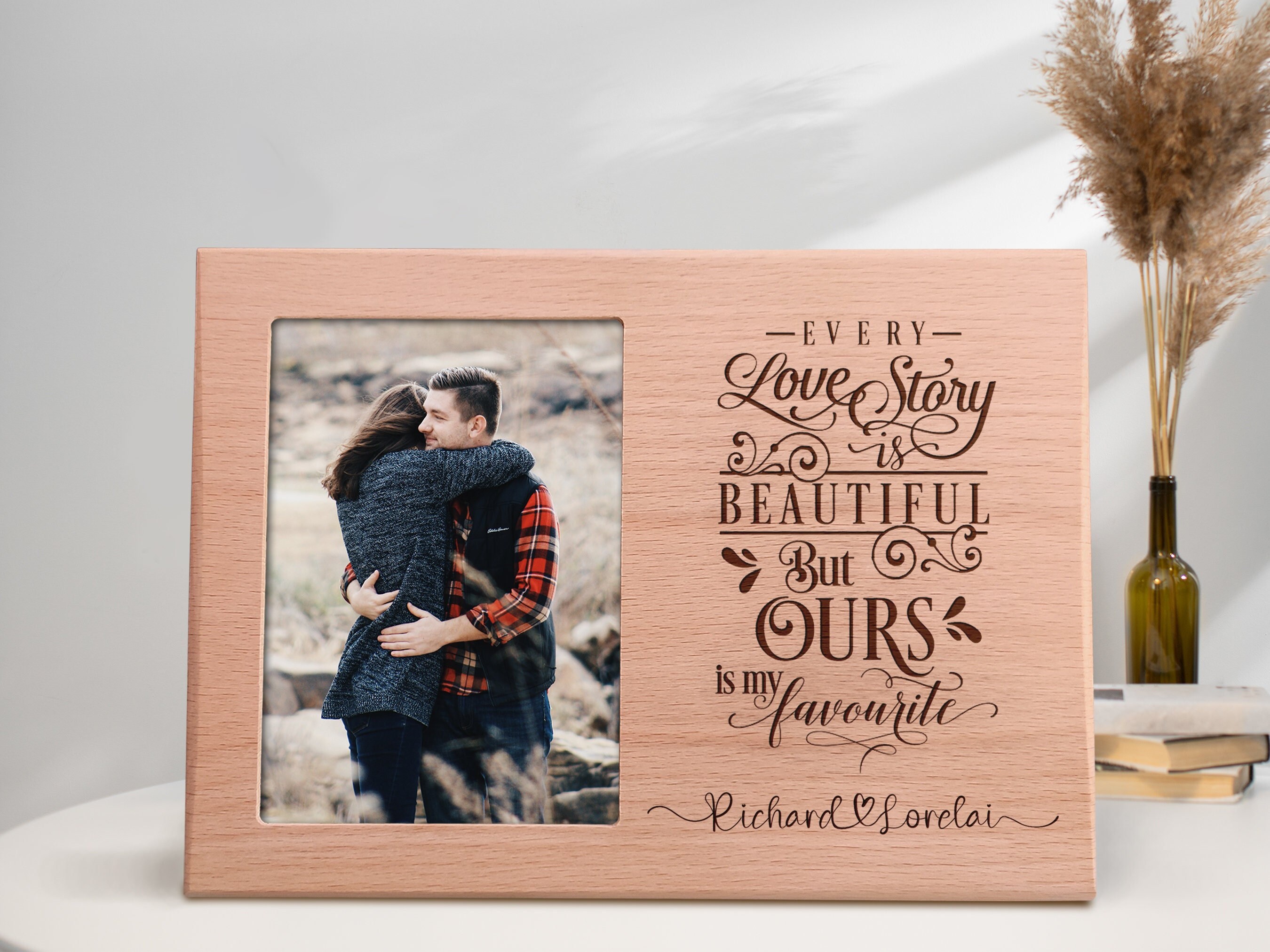 Personalized Anniversary Gift photo on wood Laser Engraved Love Quote Wood Plaque for Wedding Gift,Loved ones, Husband,wife,Girlfriend