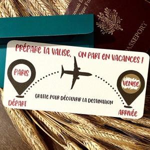 Carte à gratter Préparez vos valises pour annoncer ou offrir un