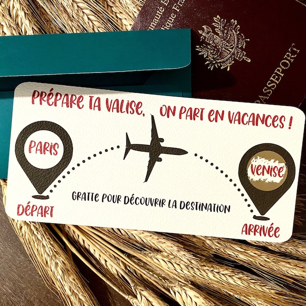 Carte à gratter billet d'avion personnalisable/Carte d'embarquement/Boarding pass