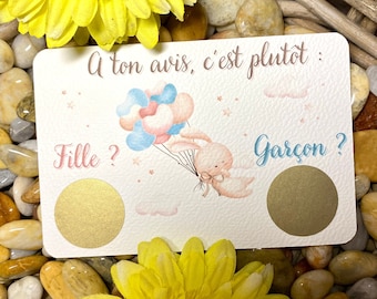 Original baby gender announcement scratch card / Gender reveal / Rabbit card / Girl or Boy?