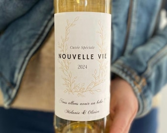 Étiquette vin - Étiquette annonce grossesse - Étiquette à coller sur bouteille - Faites une annonce ou une demande avec les étiquettes vin