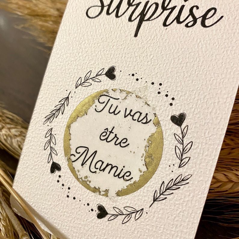 Carte à gratter / Annonce grossesse grands parents / Demande en mariage / Annonce surprise / Personnalisable / Bon pour image 8