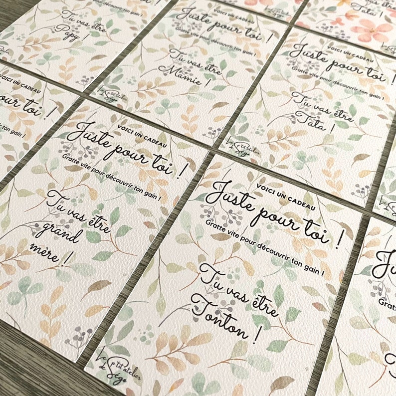 Carte a gratter annonce grossesse originale, tu vas être mamie, papy, tata, tonton, grande soeur, grand frère etc… image 4