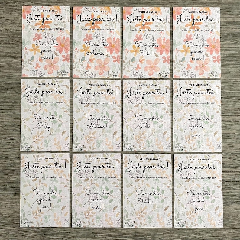 Carte a gratter annonce grossesse originale, tu vas être mamie, papy, tata, tonton, grande soeur, grand frère etc… image 5
